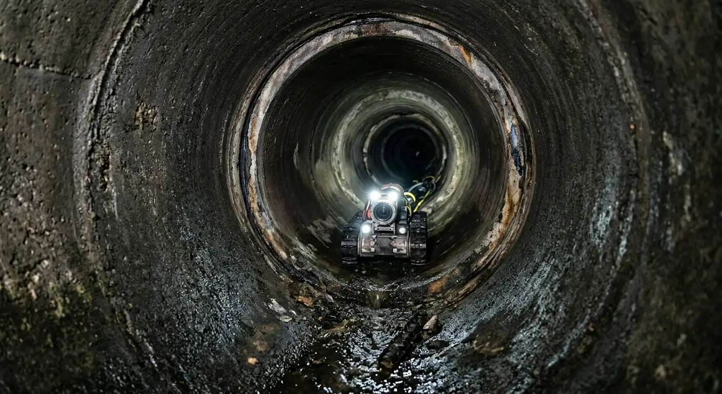 Robotic sewer camera inspecting pipe interior for Sewer Line Repair in Boylston